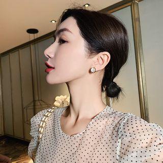Faux Cat Eye Stone Disc Earring 1 Pair - As Shown In Figure - One Size