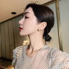 Faux Cat Eye Stone Disc Earring 1 Pair - As Shown In Figure - One Size