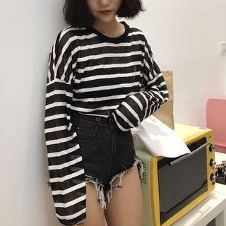 See-through Striped Loose-fit Top