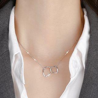 Interlocking Square Pendant Sterling Silver Necklace