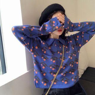 Cherry Print Collared Sweater