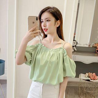 Off-shoulder Suspender Chiffon Top