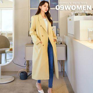 Plus Size Peaked-lapel Double-breasted Long Coat