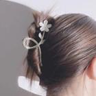 Flower Hair Claw 1 Pc - White & Gold - One Size