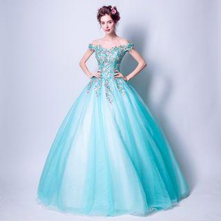 Off-shoulder Embellished Embroidery Wedding Dress