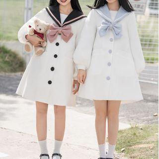 Bear Sailor Collar Long-sleeve Skirt