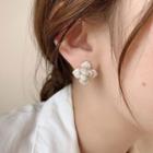 Flower Glaze Earring 1 Pair - White - One Size