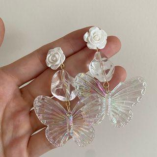 Butterfly Flower Resin Dangle Earring
