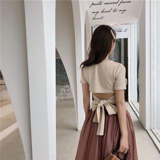 Short-sleeve Back-tie Top