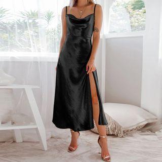 Slit Spaghetti-strap Dress