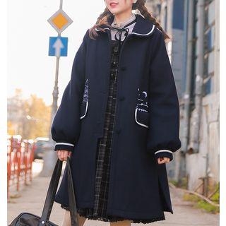 Faux-fur Collared Woolen Coat