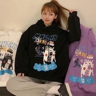 Graffiti Print Fleece Lined Hoodie