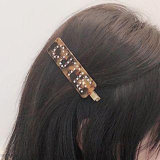 Lettering Rhinestone Leopard Print Hair Clip 1106 - Leopard - One Size