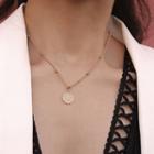 Zodiac Embossed Alloy Pendant Necklace