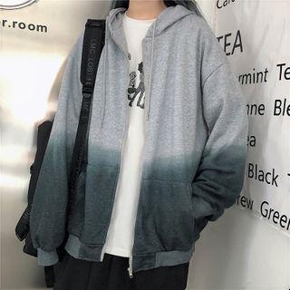 Tie-dye Loose-fit Long-sleeve Zip-up Hoodie