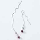 925 Sterling Silver Bead Threader Earring Dark Red Bean - Silver - One Size