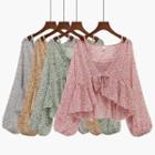 Floral Ruffle Cardigan With Floral Tank Top