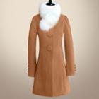 Furry-trim Button-up Coat