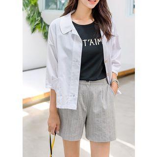 Plus Size Pintuck-sleeve Short Jacket