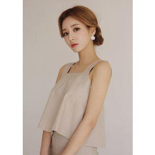 Square-neck Sleeveless Linen Top