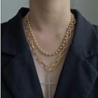 Cross Pendant Layered Necklace Set - Gold - One Size