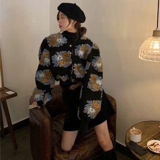 Jacquard Cropped Jacket / Mini A-line Skirt With Belt