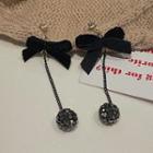 Bow Drop Earring 1 Pair - Silver Pin - Black - One Size