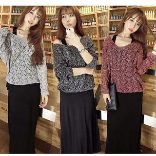 Set: Long-sleeve Knit Top + Tank Dress