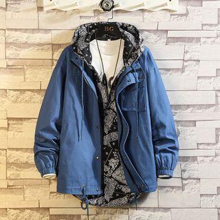 Patterned Hood Zip Jacket