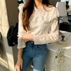 Faux-pearl Frill-trim Lace Top