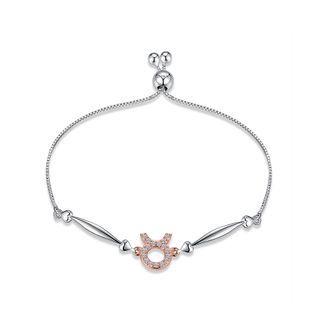 925 Sterling Silver Taurus Bracelet With White Austrian Element Crystal Silver - One Size