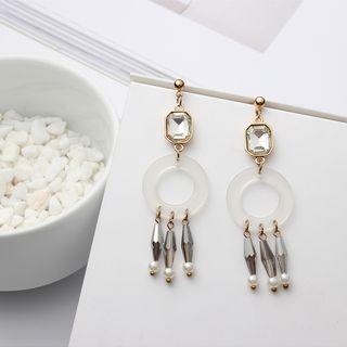Glass Bead Faux Pearl Dangle Earring As Shown In Figure - One Size