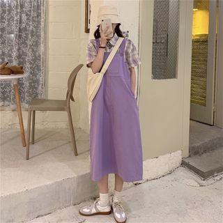 Short-sleeve Plaid Shirt / Jumper Dress