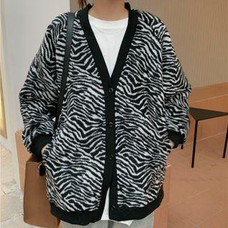 Zebra Print Woolen Jacket Zebra - One Size