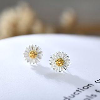 Daisy Ear Stud 1 Pair - Silver - One Size