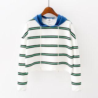 Striped Hooded Long Sleeve T-shirt