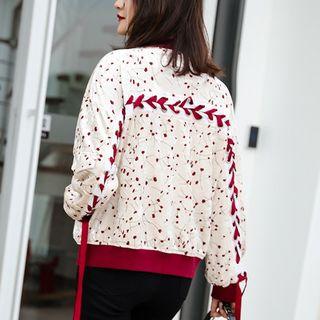 Floral Print Velvet Bomber Jacket