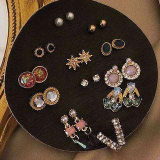 Set: Rhinestone Earring (various Designs) 0167a# - Set - Classic Earrings - Multicolor - One Size