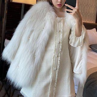 Faux Pearl Faux Fur Coat