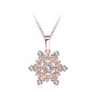Plated Rose Gold Snowflakes Pendant With White Austrian Element Crystal And Necklace