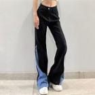 Two-tone Panel Boot-cut Jeans