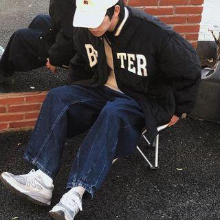 Lettering Loose-fit Baseball Jacket