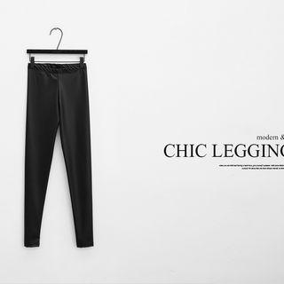 Faux Leather Leggings Black - One Size