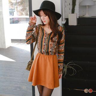 Ornate Print 2fer Flare Dress