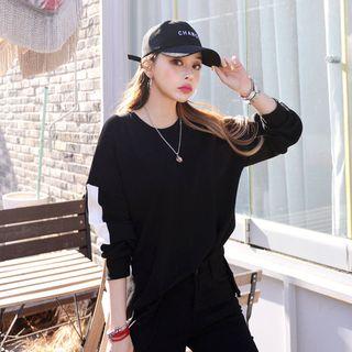 Drop-shoulder Two-tone Sweatshirt