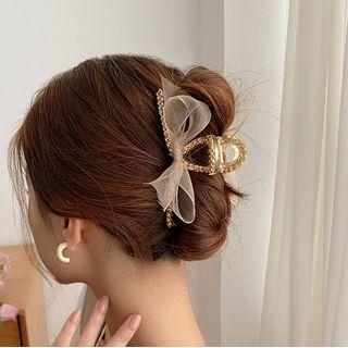Rhinestone Bow Mesh Alloy Hair Clamp