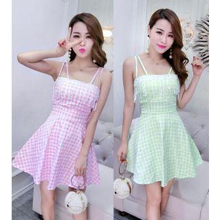Plaid Spaghetti Strap A-line Dress