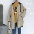 Hooded Shirt Jacket Khaki - One Size