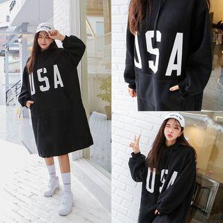 Hooded Letter Print Pullover Dress