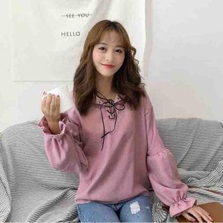 Lace Up Collared Pullover